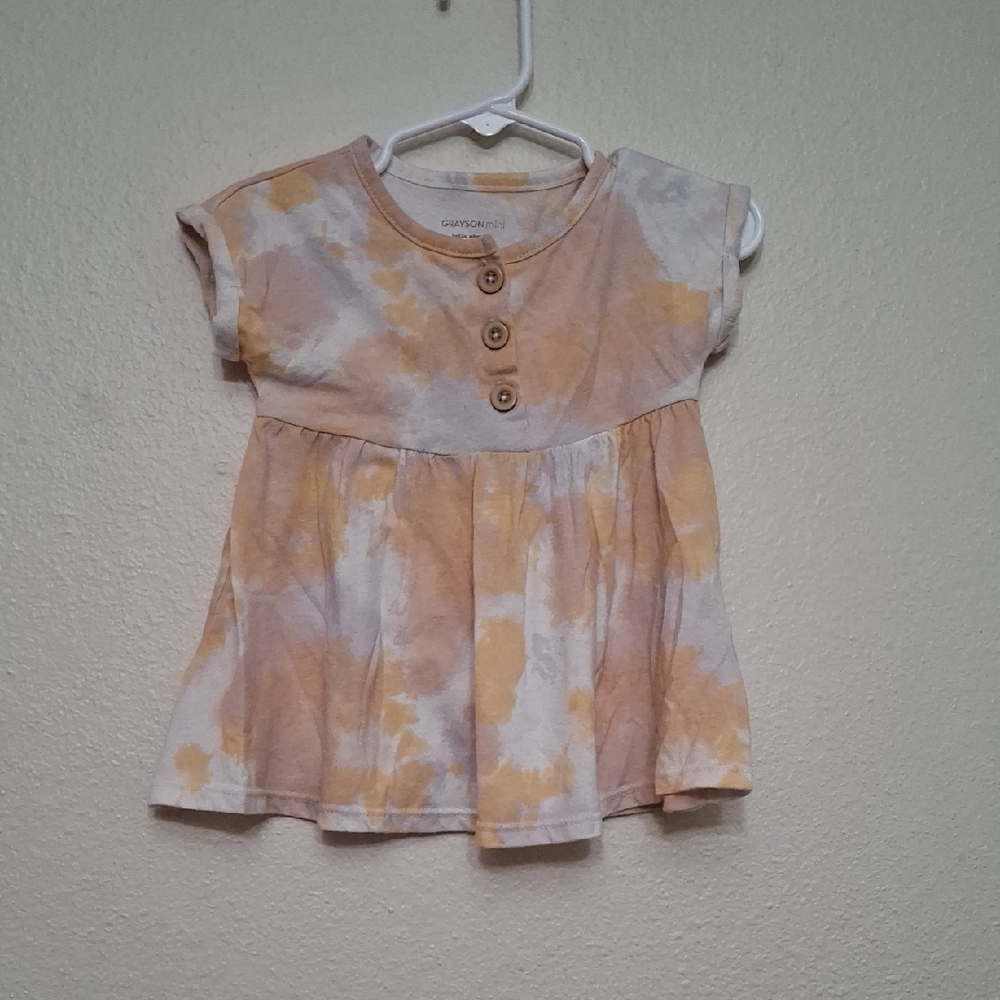 Tyedye Dress with Flared Silhouette and Cap Sleeves